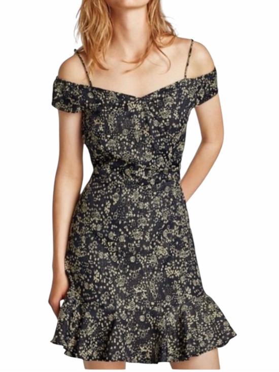 Zara Dresses & Skirts - ZARA Vintage Black Floral Off Shoulder Dress Size small